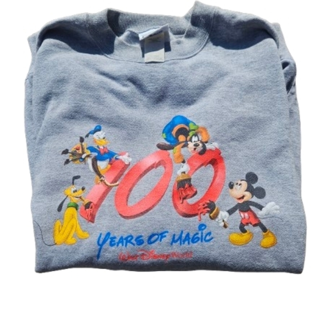 Disney Gray Sweatshirt with Vibrant Characters
